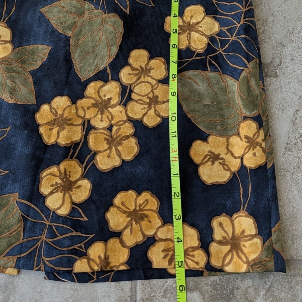 Tommy Bahama Silk Floral Shift Dress Size 12 | Navy & Mustard Tropical Resort - Picture 14 of 14